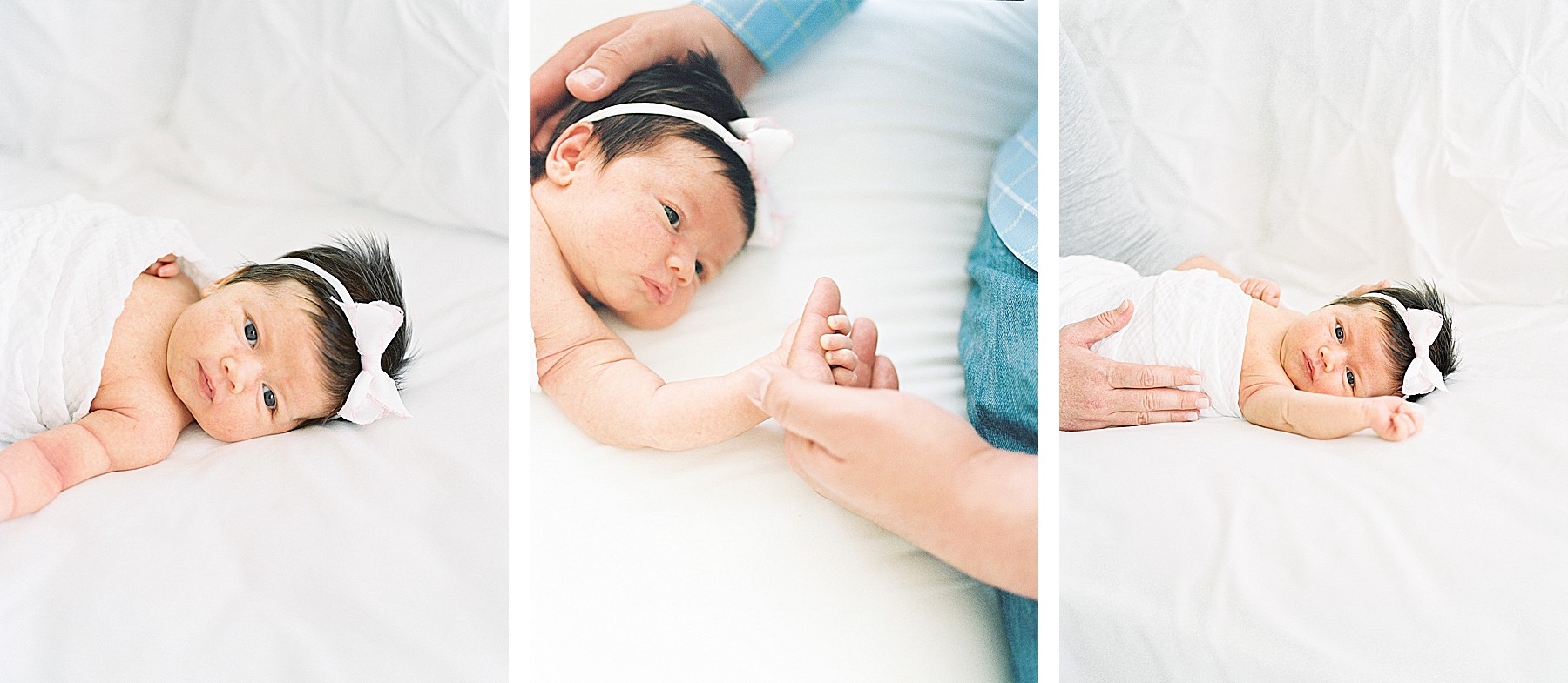 Little Rock Arkansas Newborn Photographer | Baby girl holding daddy's hand